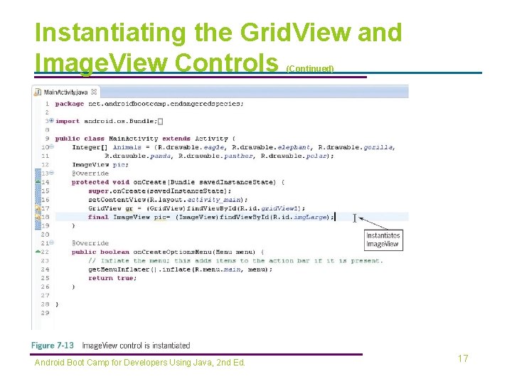 Instantiating the Grid. View and Image. View Controls (Continued) Android Boot Camp for Developers