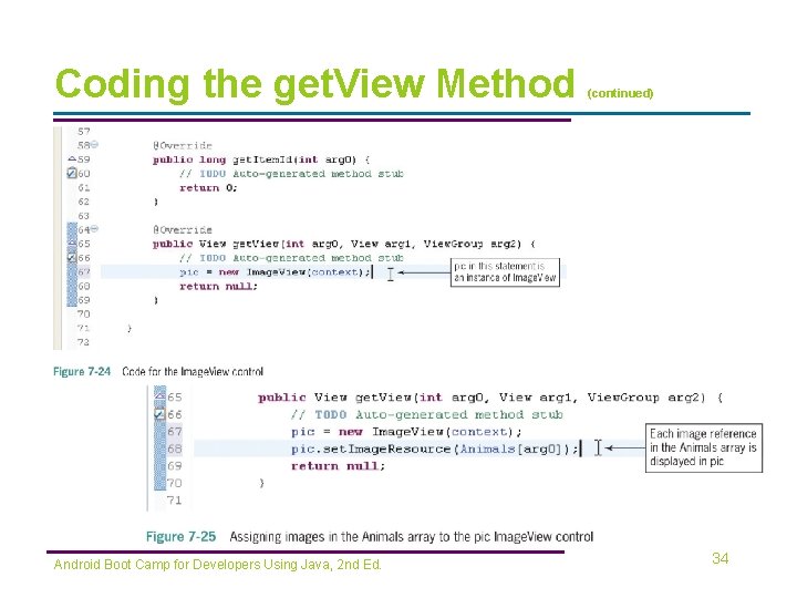 Coding the get. View Method Android Boot Camp for Developers Using Java, 2 nd
