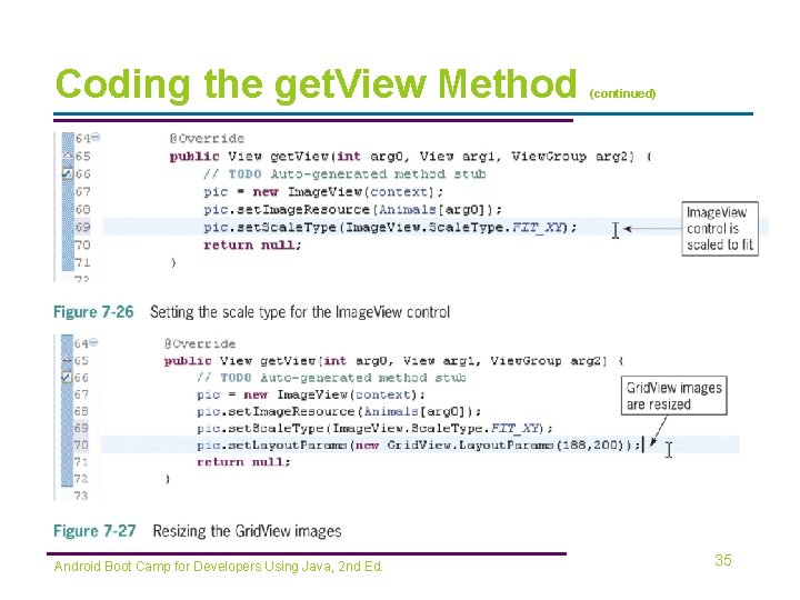 Coding the get. View Method Android Boot Camp for Developers Using Java, 2 nd