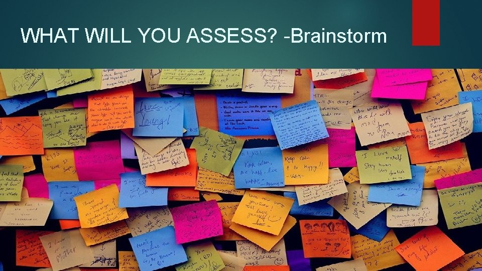 WHAT WILL YOU ASSESS? -Brainstorm 