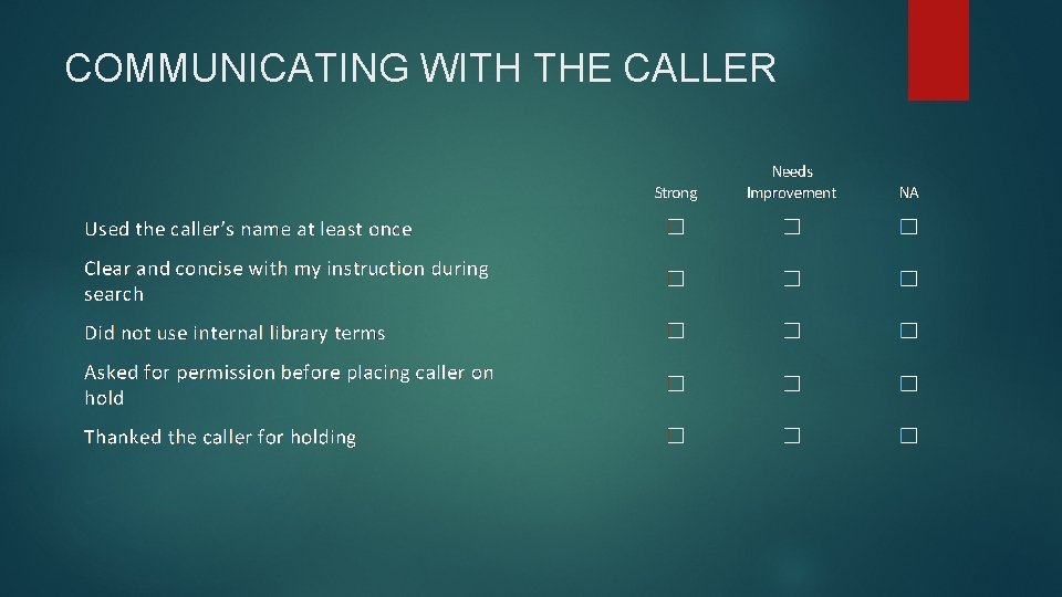 COMMUNICATING WITH THE CALLER 