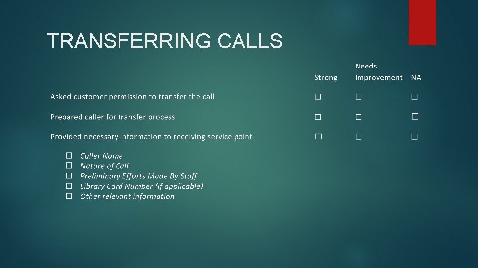 TRANSFERRING CALLS 