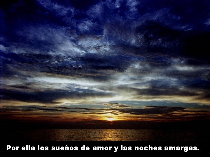 Por ella los sueños de amor y las noches amargas. 