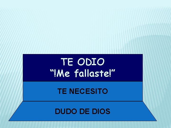 TE ODIO “!Me fallaste!” TE NECESITO DUDO DE DIOS 