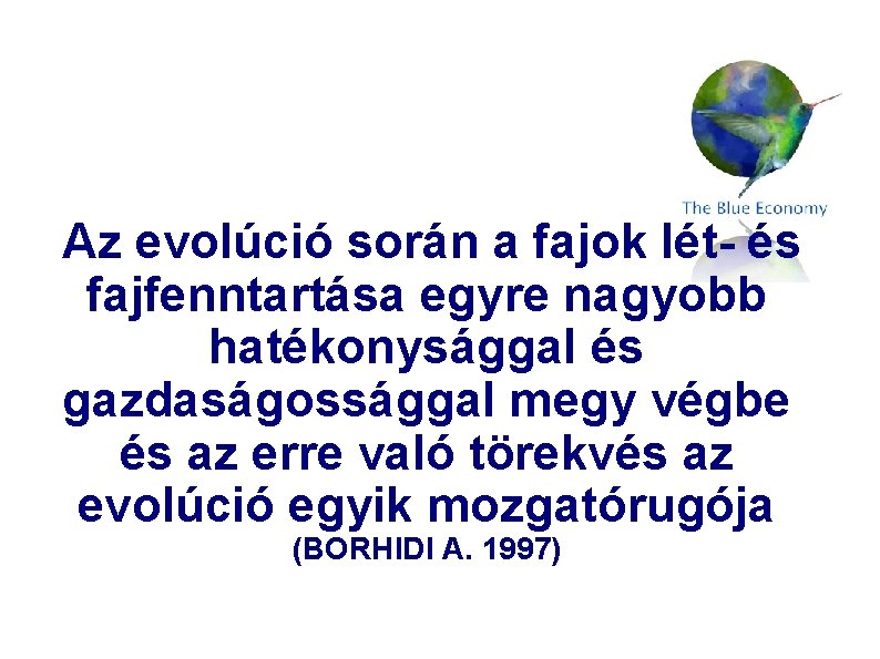 Az evolúció során a fajok lét- és fajfenntartása egyre nagyobb hatékonysággal és gazdaságossággal megy