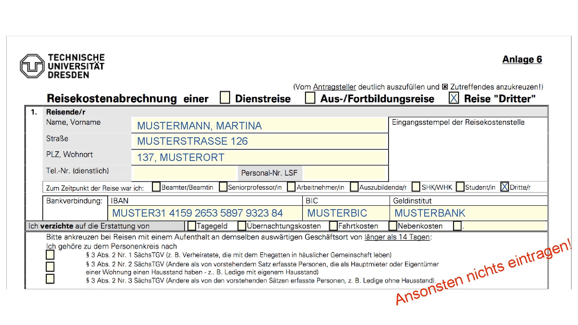 X MUSTERMANN, MARTINA MUSTERSTRASSE 126 137, MUSTERORT X MUSTER 31 4159 2653 5897 9323