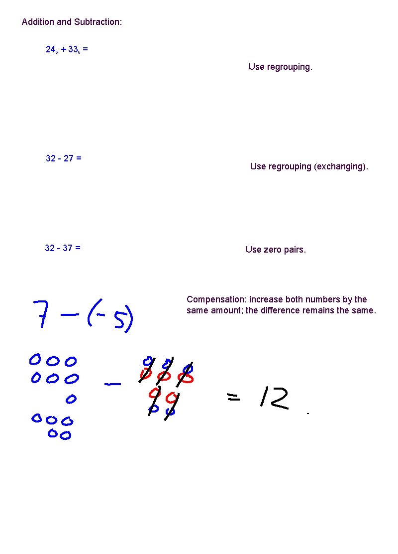 Addition and Subtraction: 245 + 335 = Use regrouping. 32 - 27 = 32