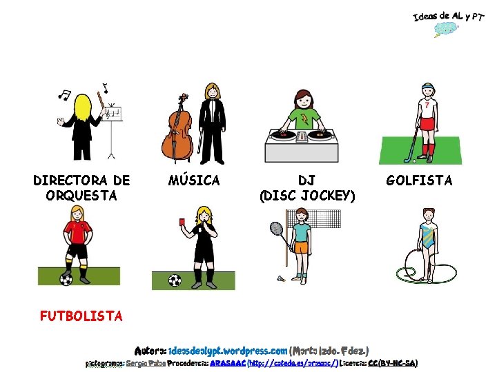 DIRECTORA DE ORQUESTA MÚSICA DJ (DISC JOCKEY) GOLFISTA FUTBOLISTA ARBITRO TENISTA GIMNASTA 