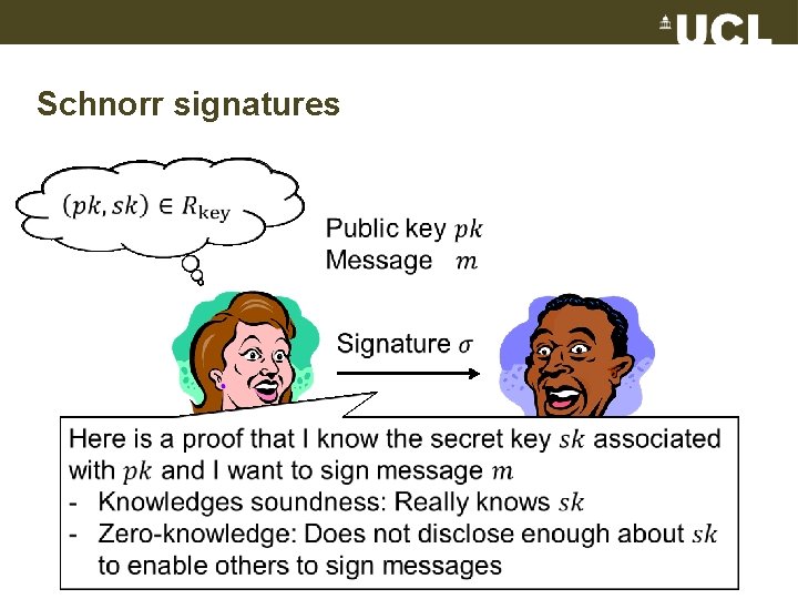 Schnorr signatures Signer Verifier 