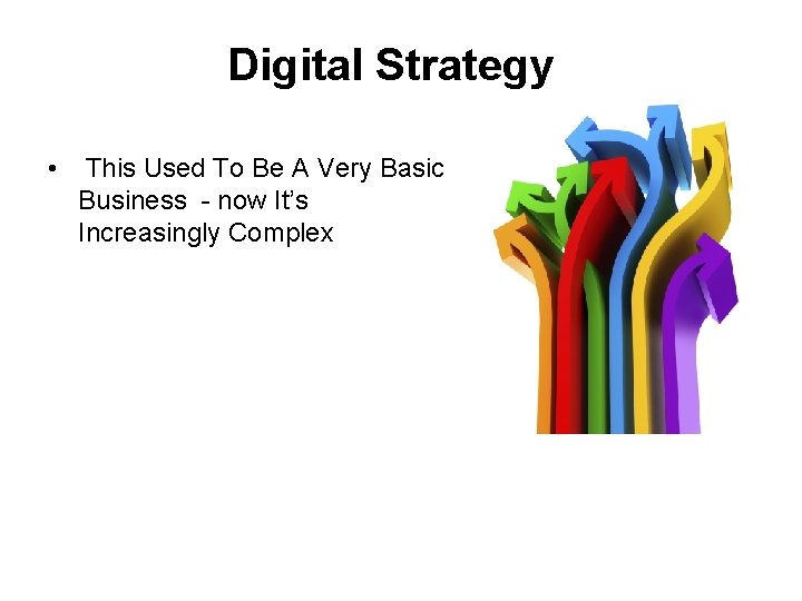 Digital Strategy • This Used To Be A Very Basic Business - now It’s