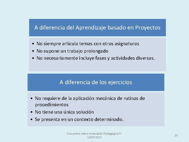 A diferencia del Aprendizaje basado en Proyectos • No siempre articula temas con otras