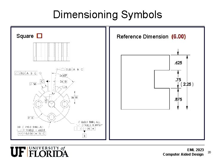 Dimensioning Symbols Square Reference Dimension EML 2023 Computer Aided Design 20 