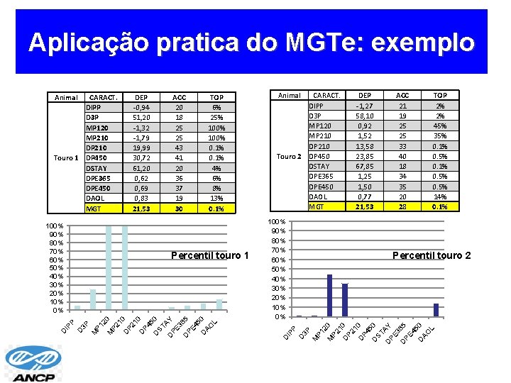Aplicação pratica do MGTe: exemplo Animal CARACT. DIPP D 3 P MP 120 MP