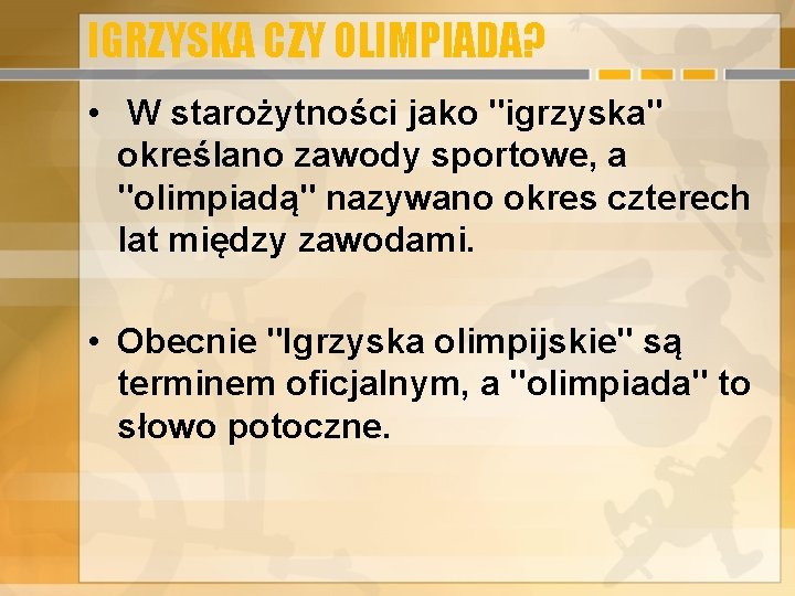 IGRZYSKA OLIMPIJSKIE Flaga olimpijska Poszczeglne kolory symbolizuj