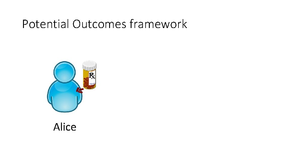 Potential Outcomes framework Alice 