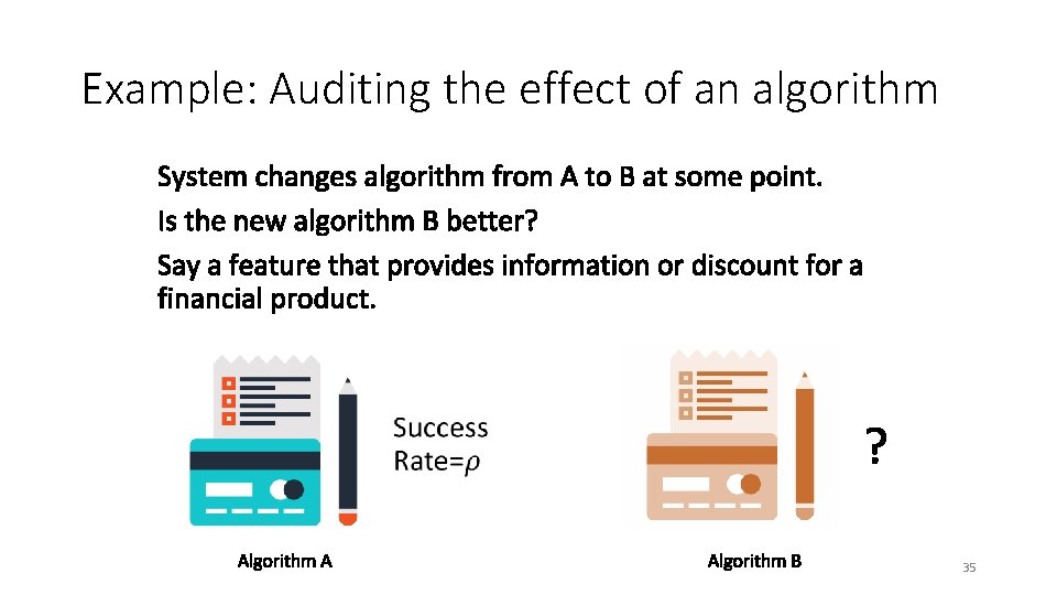 Example: Auditing the effect of an algorithm 35 