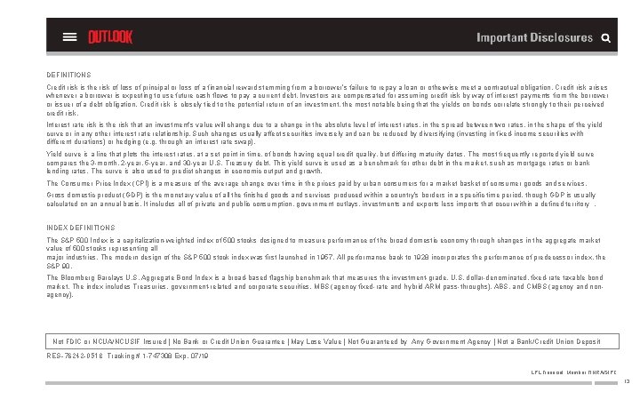 DEFINITIONS Credit risk is the risk of loss of principal or loss of a