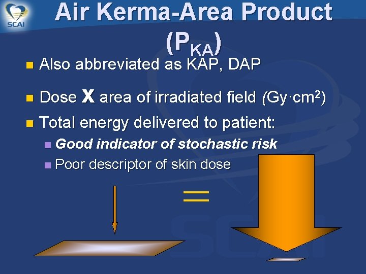 Air Kerma-Area Product (PKA) n Also abbreviated as KAP, DAP n Dose x area