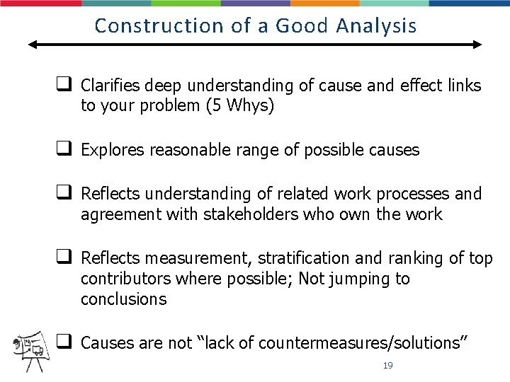 Construction of a Good Analysis q Clarifies deep understanding of cause and effect links Construction of a Good Analysis q Clarifies deep understanding of cause and effect links