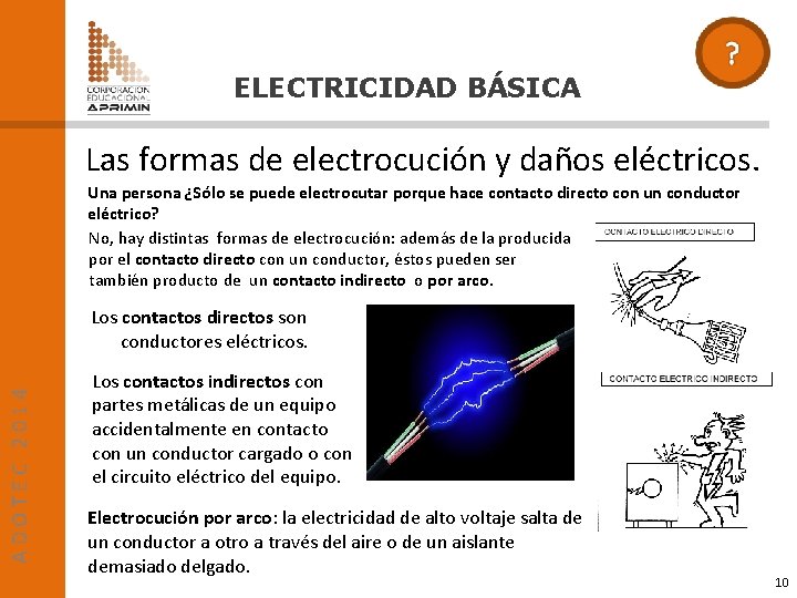 ELECTRICIDAD BÁSICA Las formas de electrocución y daños eléctricos. Una persona ¿Sólo se puede