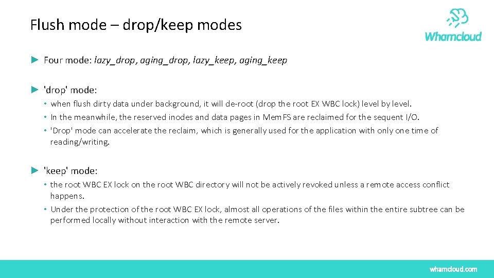 Flush mode – drop/keep modes ► Four mode: lazy_drop, aging_drop, lazy_keep, aging_keep ► 'drop' Flush mode – drop/keep modes ► Four mode: lazy_drop, aging_drop, lazy_keep, aging_keep ► 'drop'