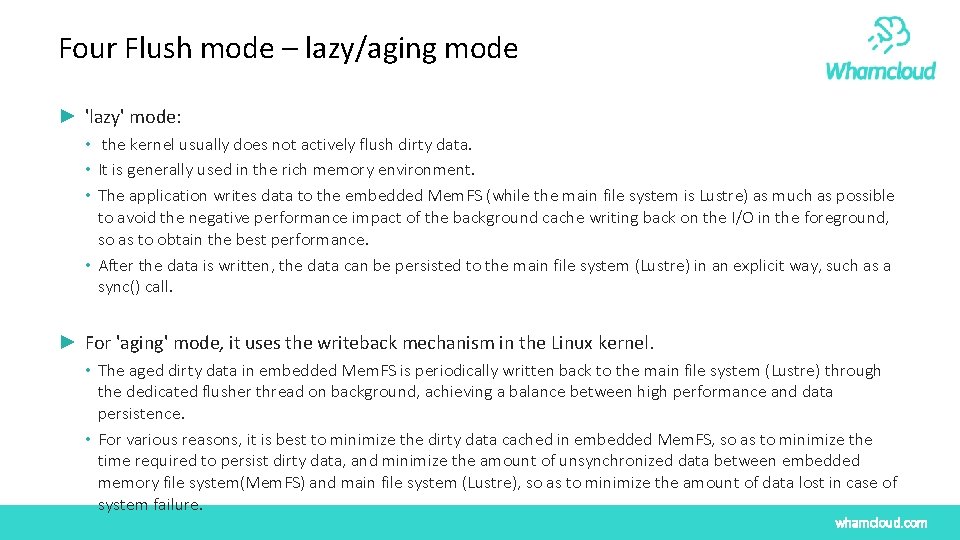 Four Flush mode – lazy/aging mode ► 'lazy' mode: • the kernel usually does Four Flush mode – lazy/aging mode ► 'lazy' mode: • the kernel usually does