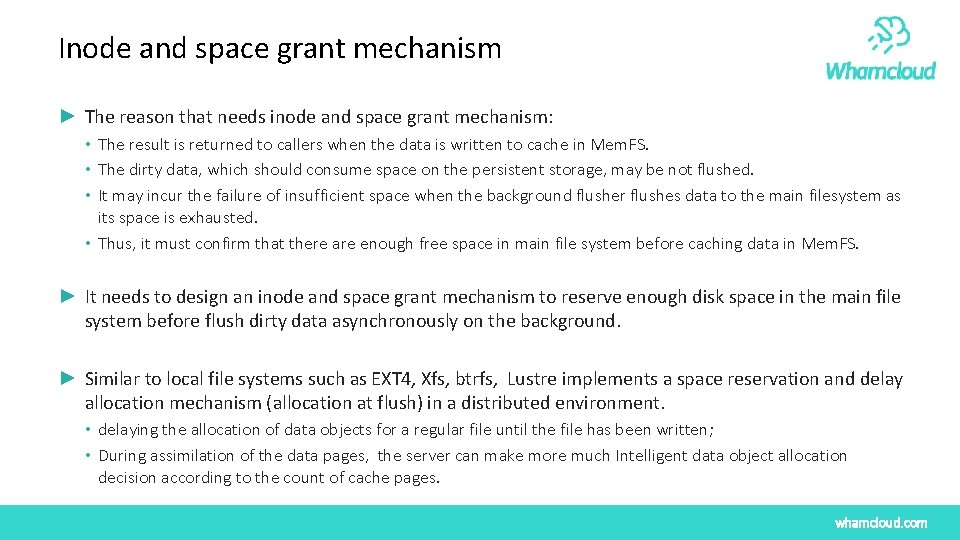 Inode and space grant mechanism ► The reason that needs inode and space grant Inode and space grant mechanism ► The reason that needs inode and space grant