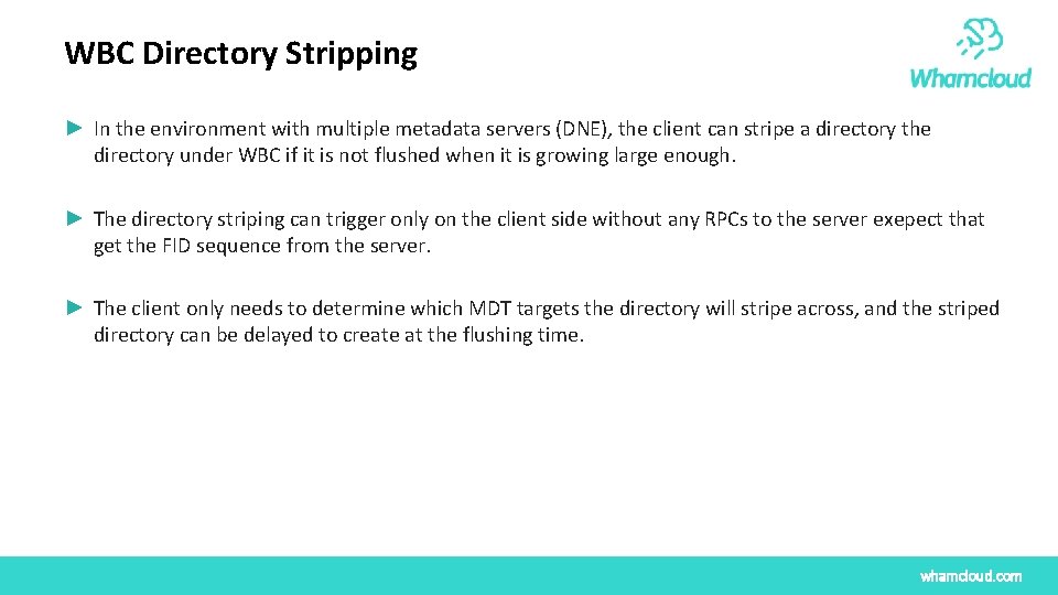 WBC Directory Stripping ► In the environment with multiple metadata servers (DNE), the client WBC Directory Stripping ► In the environment with multiple metadata servers (DNE), the client
