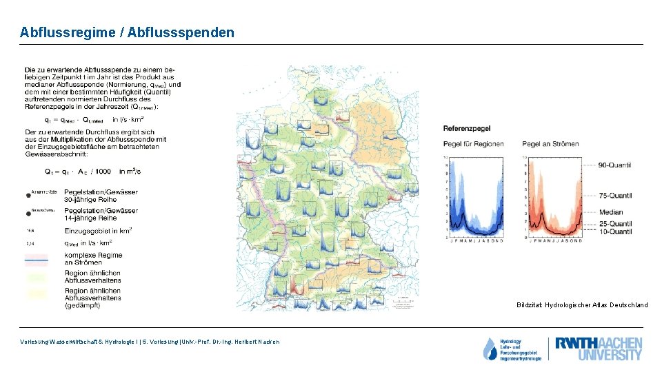 Abflussregime / Abflussspenden Bildzitat: Hydrologischer Atlas Deutschland Vorlesung Wasserwirtschaft & Hydrologie I | 5.