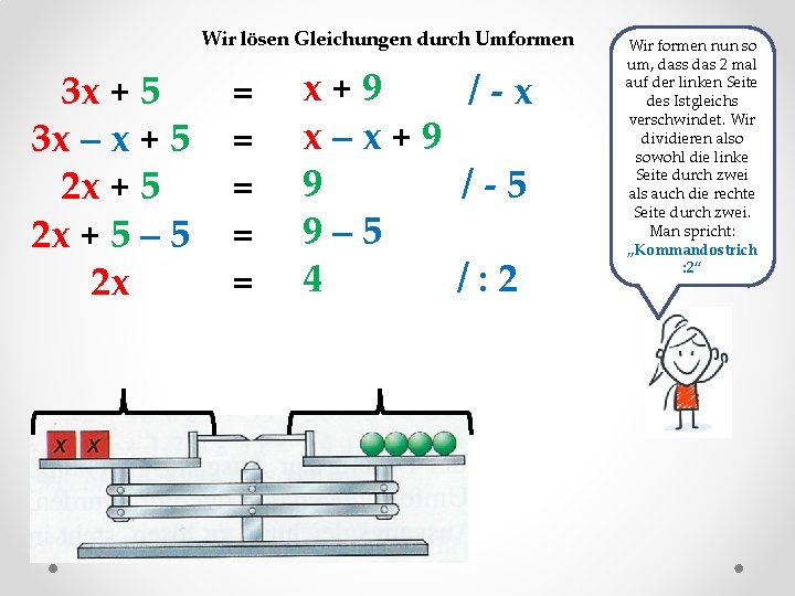 Wir lösen Gleichungen durch Umformen 3 x + 5 3 x – x +