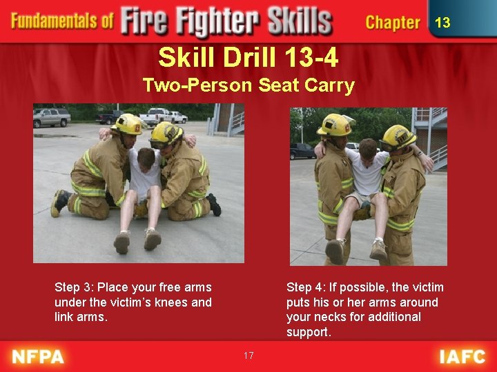 13 Skill Drill 13 -4 Two-Person Seat Carry Step 3: Place your free arms