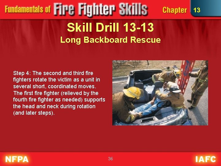 13 Skill Drill 13 -13 Long Backboard Rescue Step 4: The second and third