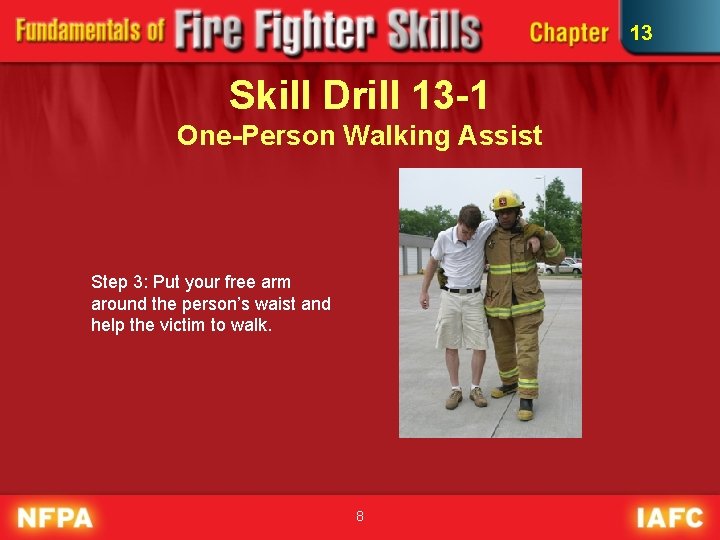 13 Skill Drill 13 -1 One-Person Walking Assist Step 3: Put your free arm