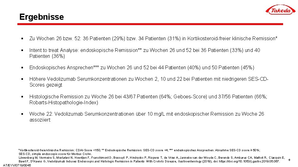 Ergebnisse § Zu Wochen 26 bzw. 52: 36 Patienten (29%) bzw. 34 Patienten (31%)
