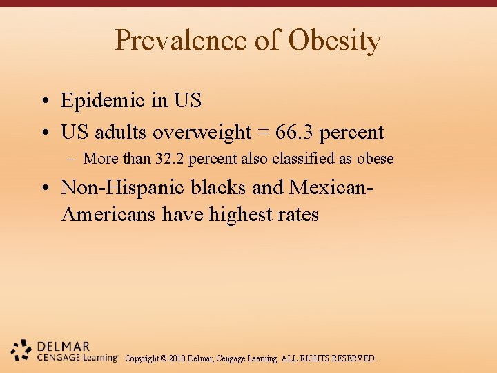 Prevalence of Obesity • Epidemic in US • US adults overweight = 66. 3