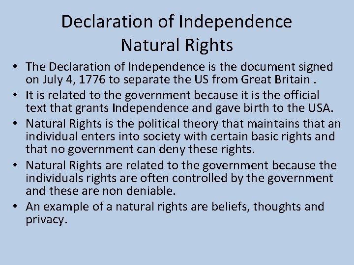 declaration of independence and natural rights