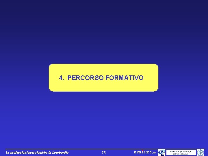 4. PERCORSO FORMATIVO Le professioni psicologiche in Lombardia 75 EURISKO per 