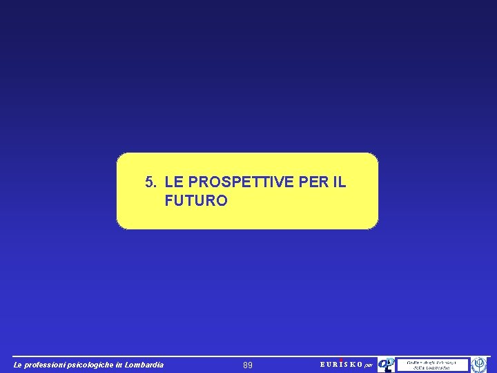 5. LE PROSPETTIVE PER IL FUTURO Le professioni psicologiche in Lombardia 89 EURISKO per