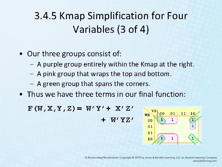 3. 4. 5 Kmap Simplification for Four Variables (3 of 4) • Our three 3. 4. 5 Kmap Simplification for Four Variables (3 of 4) • Our three