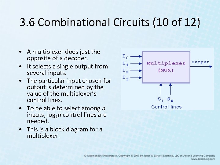 3. 6 Combinational Circuits (10 of 12) • A multiplexer does just the opposite 3. 6 Combinational Circuits (10 of 12) • A multiplexer does just the opposite