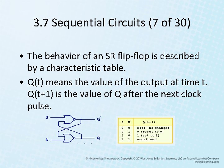 3. 7 Sequential Circuits (7 of 30) • The behavior of an SR flip-flop 3. 7 Sequential Circuits (7 of 30) • The behavior of an SR flip-flop