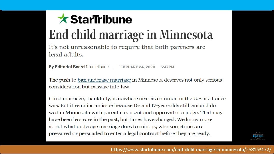 Rwanda https: //www. startribune. com/end-child-marriage-in-minnesota/568153172/ 