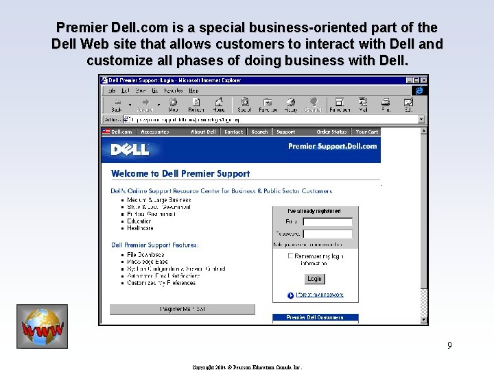 Premier Dell. com is a special business-oriented part of the Dell Web site that