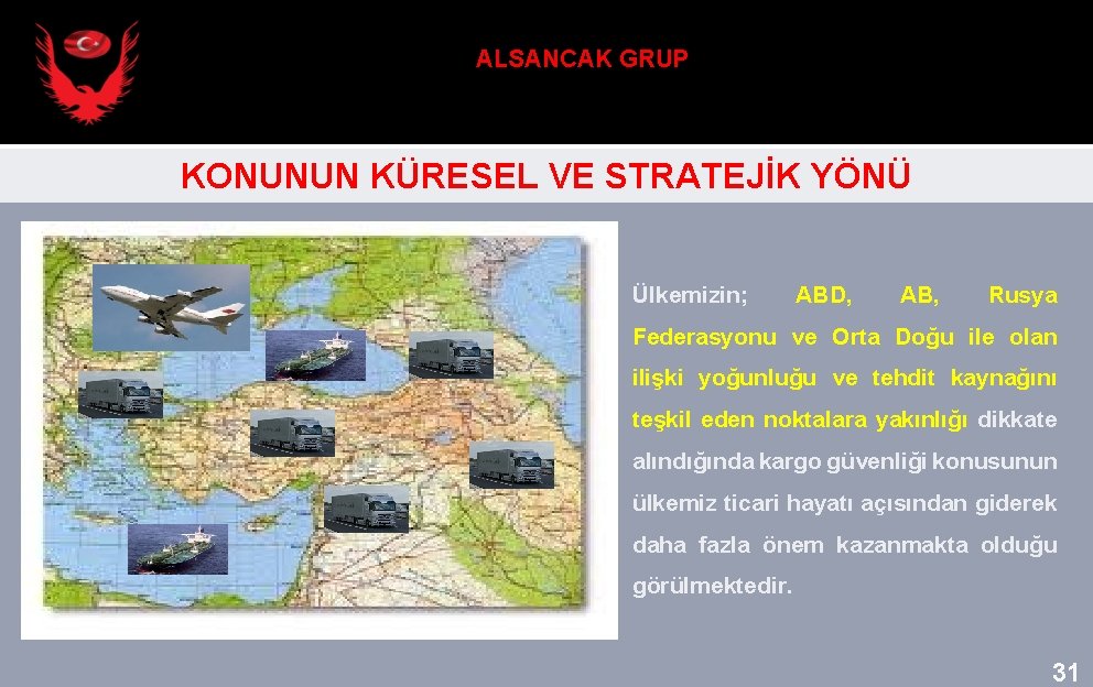 ALSANCAK GRUP KONUNUN KÜRESEL VE STRATEJİK YÖNÜ Ülkemizin; ABD, AB, Rusya Federasyonu ve Orta