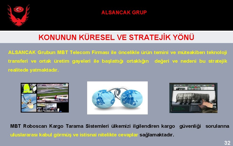 ALSANCAK GRUP KONUNUN KÜRESEL VE STRATEJİK YÖNÜ ALSANCAK Grubun MBT Telecom Firması ile öncelikle