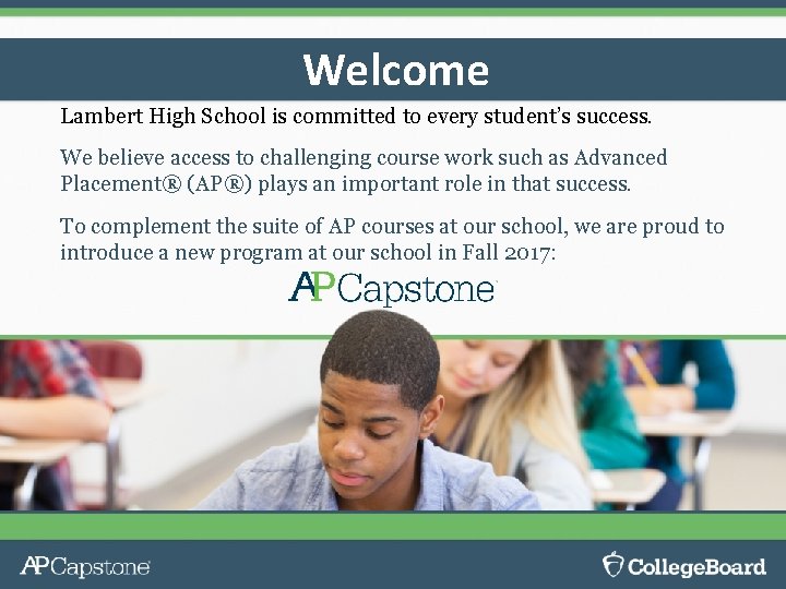 Welcome Lambert High School is committed to every student’s success. We believe access to