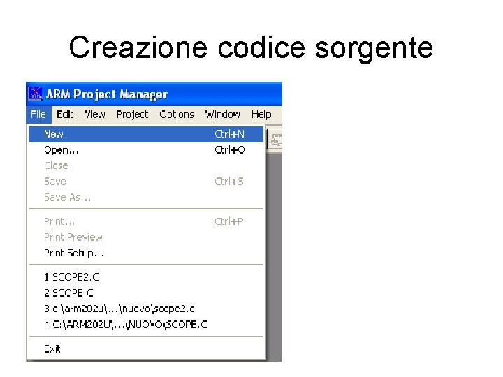 Creazione codice sorgente 