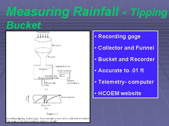 Measuring Rainfall - Tipping Bucket • Recording gage • Collector and Funnel • Bucket