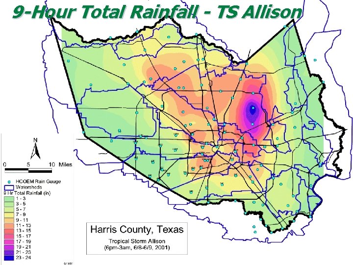 9 -Hour Total Rainfall - TS Allison 