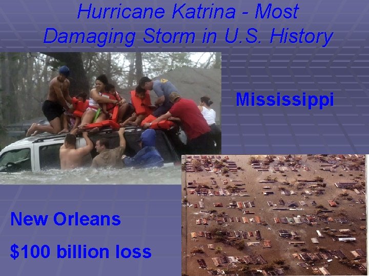 Hurricane Katrina - Most Damaging Storm in U. S. History Mississippi New Orleans $100
